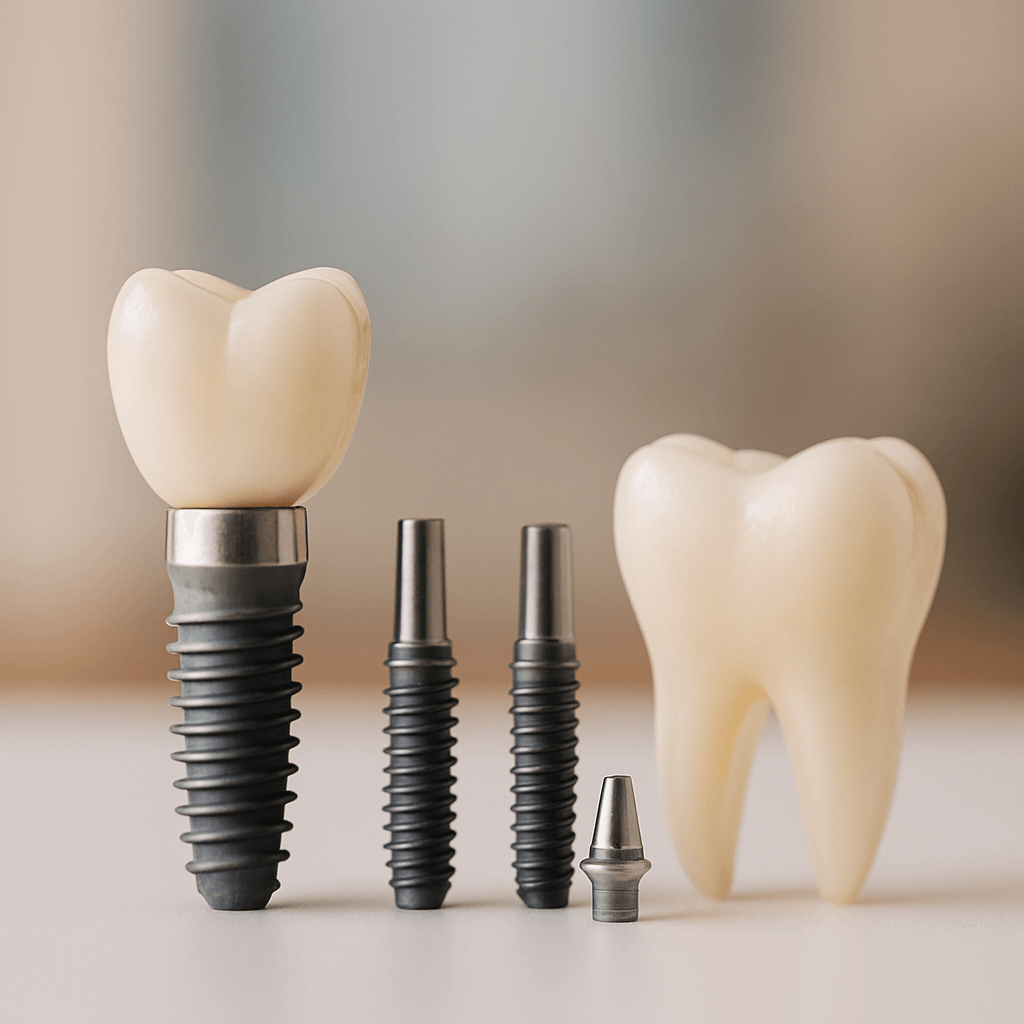 a photo of a tooth with dental implants attached to a crown